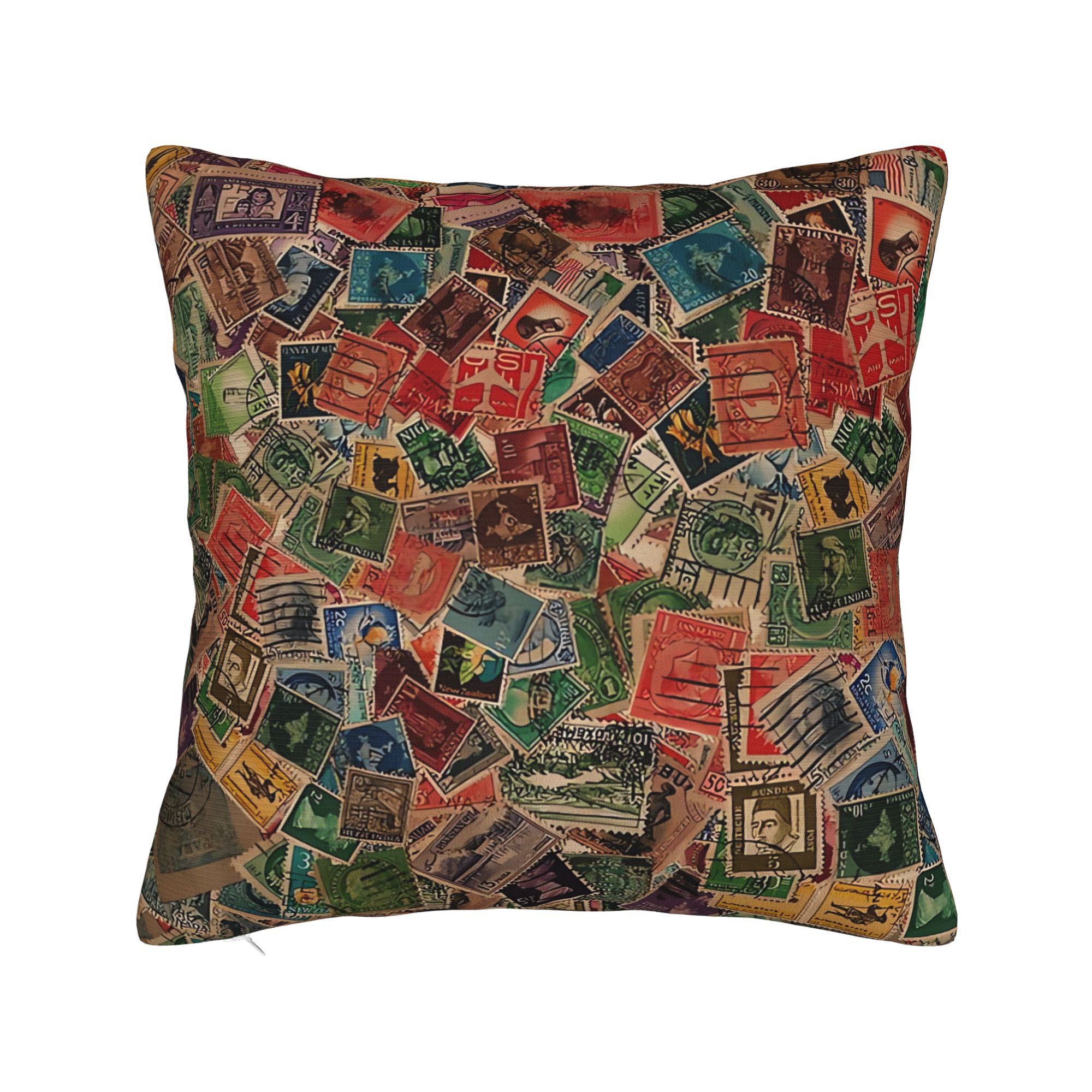 Collectible Vintage Postage Stamps - Элегантная наволочка с изображением винтажной коллекции